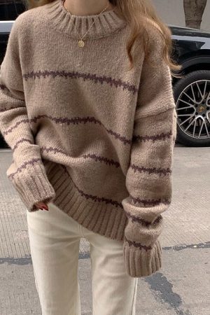 Casual Day Outfits, Easy Trendy Outfits Minimalist Aesthetic Striped Sweater