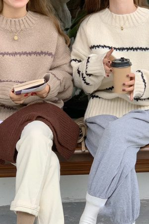 Casual Day Outfits, Easy Trendy Outfits Minimalist Aesthetic Striped Sweater