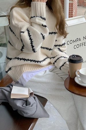Casual Day Outfits, Easy Trendy Outfits Minimalist Aesthetic Striped Sweater