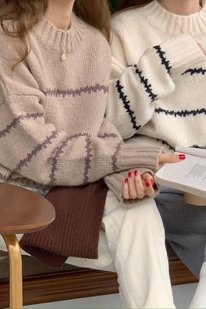 Casual Day Outfits, Easy Trendy Outfits Minimalist Aesthetic Striped Sweater