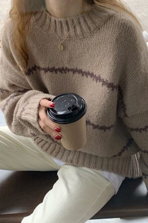 Casual Day Outfits, Easy Trendy Outfits Minimalist Aesthetic Striped Sweater