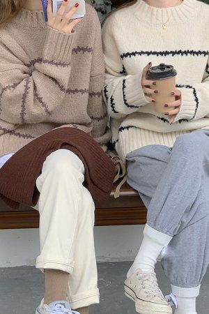 Casual Day Outfits, Easy Trendy Outfits Minimalist Aesthetic Striped Sweater