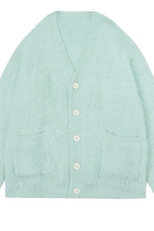 Casual Day Outfits, Easy Trendy Outfits Mint Green Fuzzy Cardigan