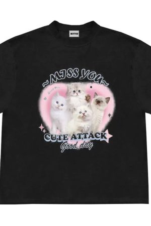 Casual Day Outfits, Easy Trendy Outfits Miss You Cat Attack T-Shirt