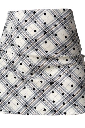 Casual Day Outfits, Easy Trendy Outfits Missed Calls Plaid Polka Dot Skirt