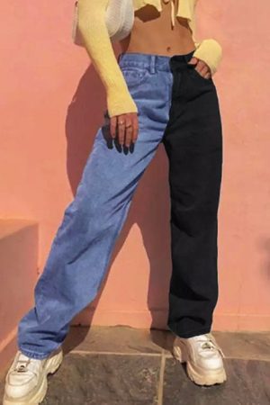 Casual Day Outfits, Easy Trendy Outfits Missed Calls Split Color Jeans