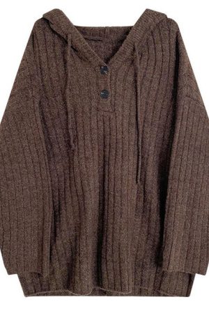 Casual Day Outfits, Easy Trendy Outfits Mocha Knit Button Up Hoodie