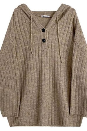 Casual Day Outfits, Easy Trendy Outfits Mocha Knit Button Up Hoodie