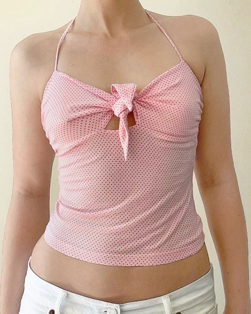 Casual Day Outfits, Easy Trendy Outfits Morning In Paris Polka Dot Halter Top Casual Day Outfits, Easy Trendy Outfits Morning In Paris Polka Dot Halter Top