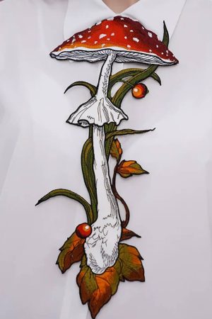 Casual Day Outfits, Easy Trendy Outfits Mushroom Embroidery Necktie