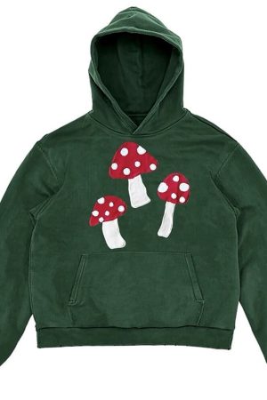 Casual Day Outfits, Easy Trendy Outfits Mushroom Print Hoodie