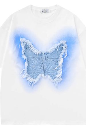 Casual Day Outfits, Easy Trendy Outfits Neon Butterfly Oversized T-Shirt
