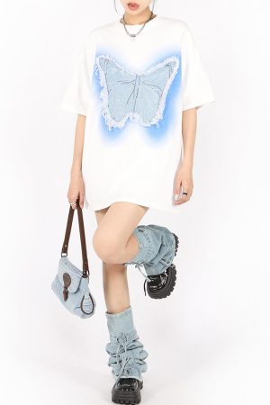 Casual Day Outfits, Easy Trendy Outfits Neon Butterfly Oversized T-Shirt