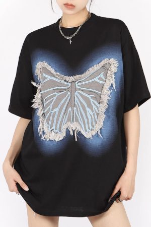 Casual Day Outfits, Easy Trendy Outfits Neon Butterfly Oversized T-Shirt