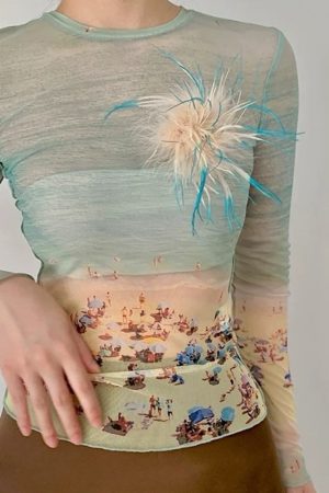 Casual Day Outfits, Easy Trendy Outfits Ocean Beach Print Top