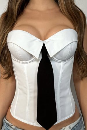 Casual Day Outfits, Easy Trendy Outfits Office Siren Tie Corset Top