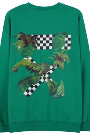 Casual Day Outfits, Easy Trendy Outfits Palm Leaf Checker Sweatshirt