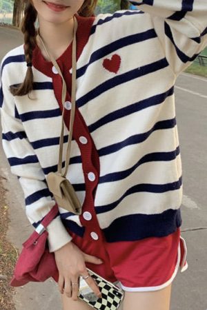 Casual Day Outfits, Easy Trendy Outfits Paris Striped Cardigan