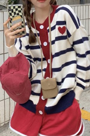 Casual Day Outfits, Easy Trendy Outfits Paris Striped Cardigan