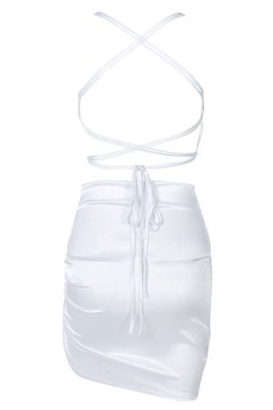 Casual Day Outfits, Easy Trendy Outfits Parisian Lace Up Satin Dress