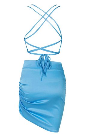 Casual Day Outfits, Easy Trendy Outfits Parisian Lace Up Satin Dress