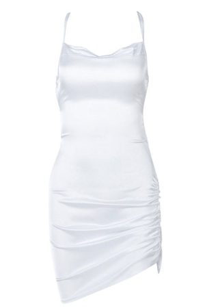 Casual Day Outfits, Easy Trendy Outfits Parisian Lace Up Satin Dress