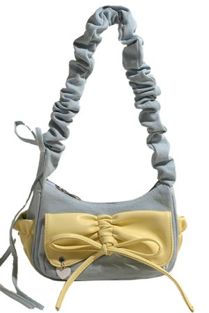 Casual Day Outfits, Easy Trendy Outfits Pastel Bow Ruched Shoulder Bag