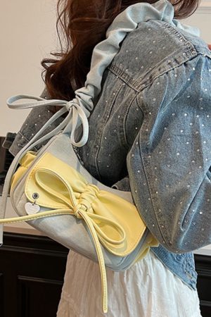Casual Day Outfits, Easy Trendy Outfits Pastel Bow Ruched Shoulder Bag