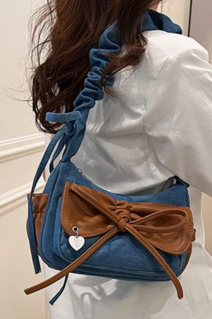 Casual Day Outfits, Easy Trendy Outfits Pastel Bow Ruched Shoulder Bag
