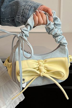 Casual Day Outfits, Easy Trendy Outfits Pastel Bow Ruched Shoulder Bag