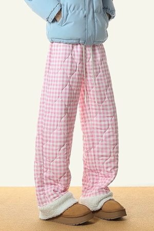 Casual Day Outfits, Easy Trendy Outfits Pastel Checkered Puffer Pants