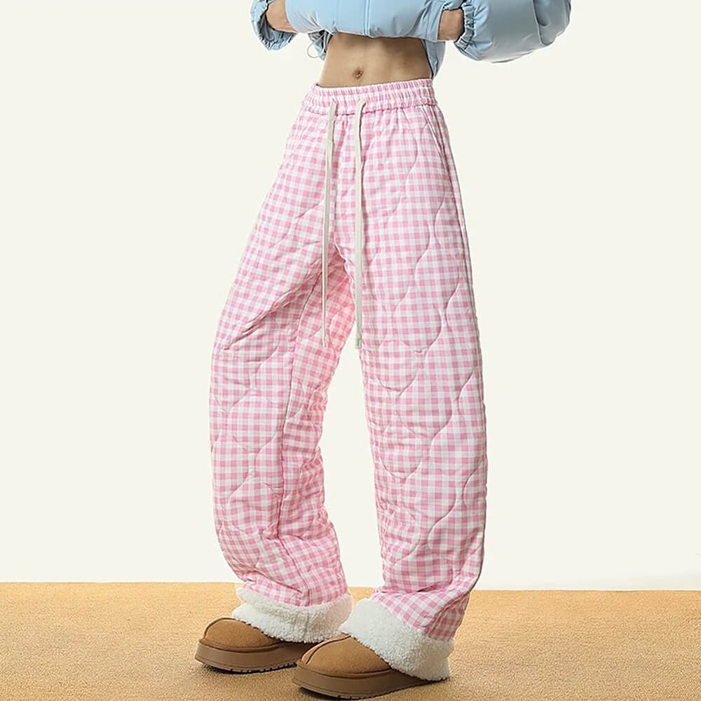 Casual Day Outfits, Easy Trendy Outfits Pastel Checkered Puffer Pants Casual Day Outfits, Easy Trendy Outfits Pastel Checkered Puffer Pants