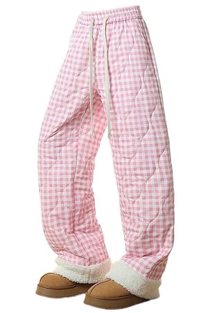Casual Day Outfits, Easy Trendy Outfits Pastel Checkered Puffer Pants