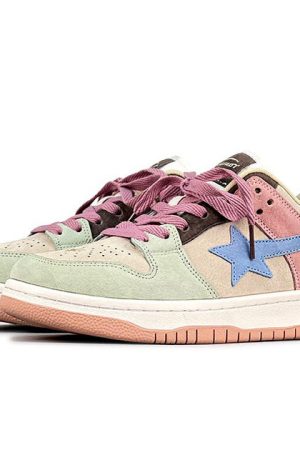 Casual Day Outfits, Easy Trendy Outfits Pastel Color Block Star Sneakers