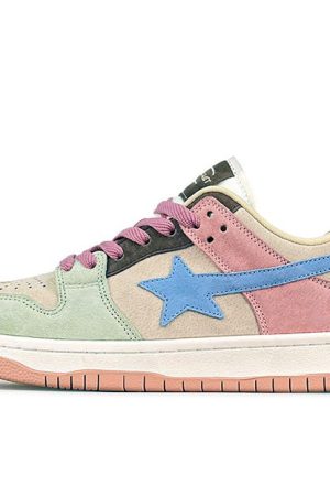 Casual Day Outfits, Easy Trendy Outfits Pastel Color Block Star Sneakers