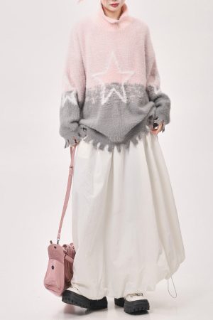 Casual Day Outfits, Easy Trendy Outfits Pastel Knit Sweater with Star Design