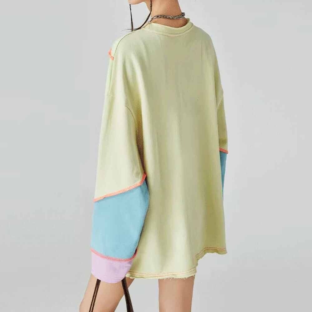Casual Day Outfits, Easy Trendy Outfits Pastel Patchwork Oversized Sweatshirt Casual Day Outfits, Easy Trendy Outfits Pastel Patchwork Oversized Sweatshirt