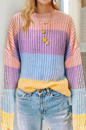 Casual Day Outfits, Easy Trendy Outfits Pastel Rainbow Jumper
