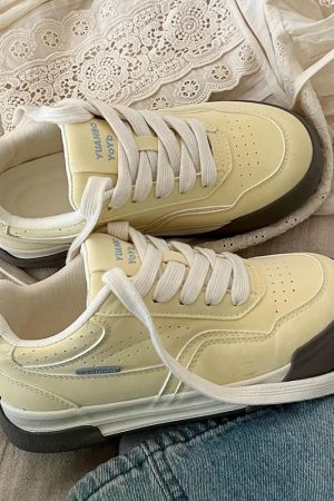 Casual Day Outfits, Easy Trendy Outfits Pastel Yellow Aesthetic Sneakers