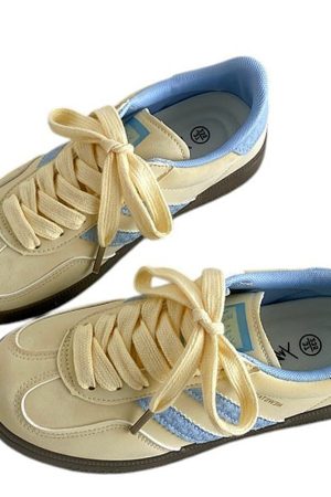 Casual Day Outfits, Easy Trendy Outfits Pastel Yellow & Blue Stripe Sneakers
