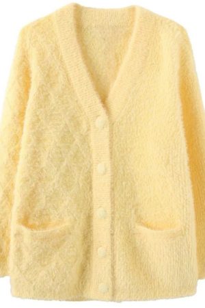Casual Day Outfits, Easy Trendy Outfits Pastel Yellow Fuzzy Cardigan