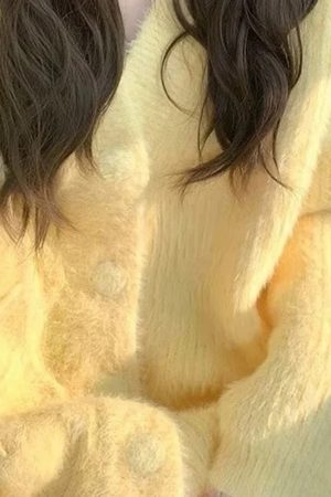 Casual Day Outfits, Easy Trendy Outfits Pastel Yellow Fuzzy Cardigan