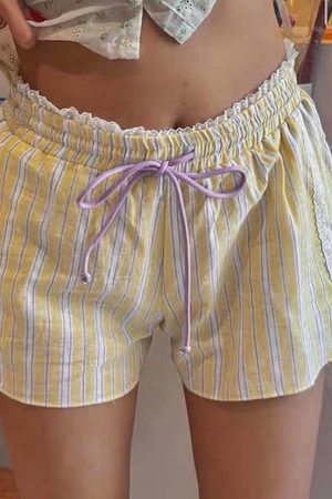 Casual Day Outfits, Easy Trendy Outfits Pastel Yellow & Pink Pinstripe Shorts
