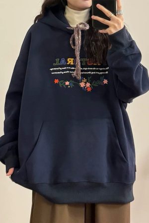 Casual Day Outfits, Easy Trendy Outfits Pastoral Print Indie Hoodie
