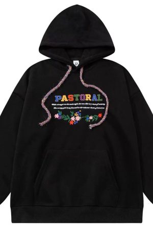 Casual Day Outfits, Easy Trendy Outfits Pastoral Print Indie Hoodie