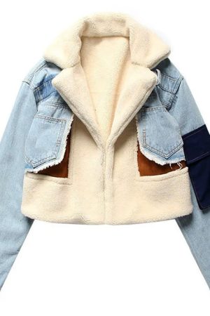 Casual Day Outfits, Easy Trendy Outfits Patchwork Denim Cropped Jacket