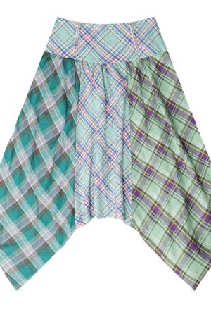 Casual Day Outfits, Easy Trendy Outfits Patchwork Midi Plaid Skirt