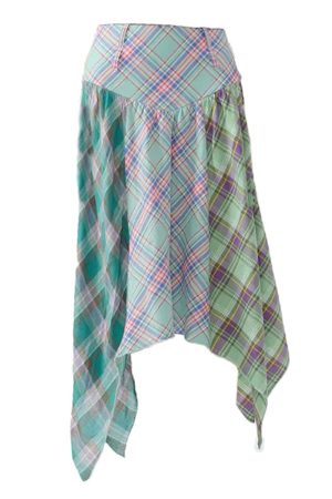 Casual Day Outfits, Easy Trendy Outfits Patchwork Midi Plaid Skirt