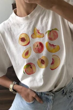 Casual Day Outfits, Easy Trendy Outfits Peach Graphic T-Shirt