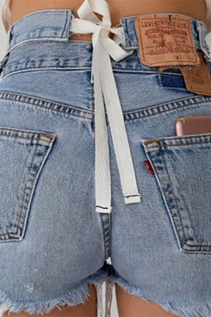 Casual Day Outfits, Easy Trendy Outfits Permanent Vacation Bow Tie Denim Shorts